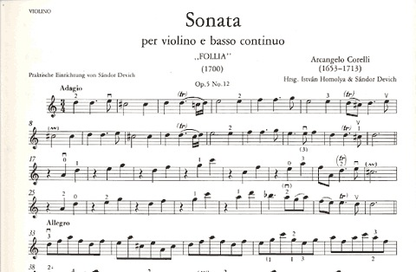 Corelli, Arcangelo: Sonata Op.5#2 ''La Follia'' for Violin and Piano