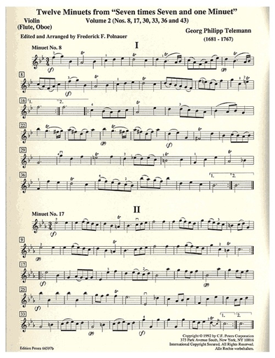 Telemann, G.P.: 12 Minuets from 7 x 7 and one Minuet Vol.2 (violin, viola, cello)