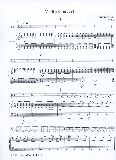 Glass, Philip: Violin Concerto (violin & piano)