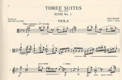 Reger, Max (Katims): Three Suites, Op.131d (Viola)