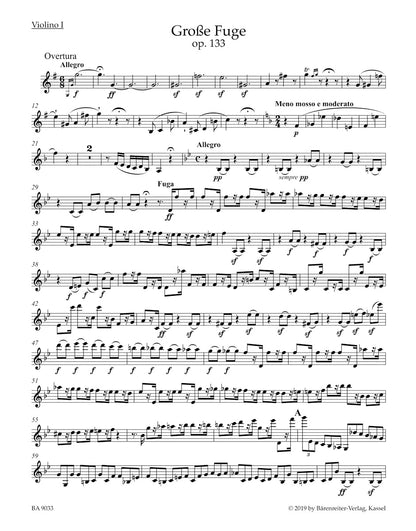 Beethoven (Del Mar): Grosse Fuge for String Quartet op. 133 (string quartet parts) BARENREITER