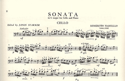 Marcello, Benedetto (Starker): 2 Sonatas #1 in G and C (cello & piano)