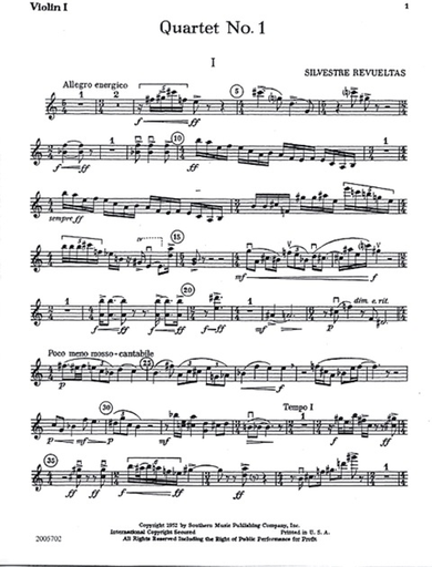 Revueltas, Silvestre: String Quartet No. 1 (parts)