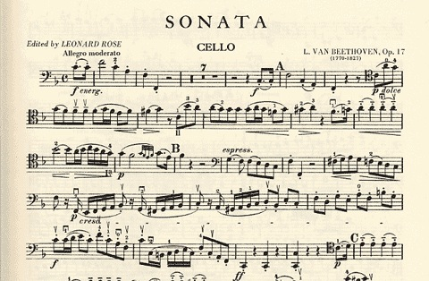 Beethoven (Rose): Sonata for Piano & Horn or Cello Op.17 (cello & piano)
