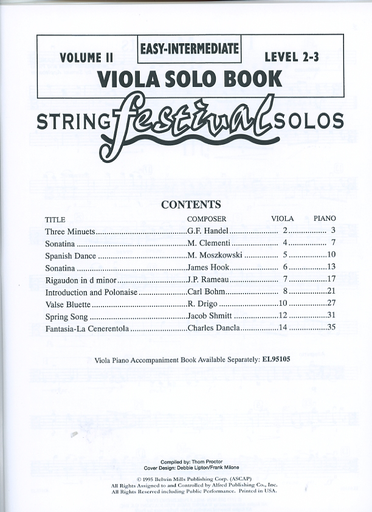 Applebaum, Samuel: String Festival Solos Easy-Intermediate Vol.2 (viola)