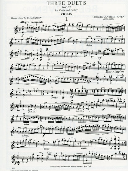 Beethoven, L.van (Hermann): Three Duets WoO 37 (Violin & Cello), International