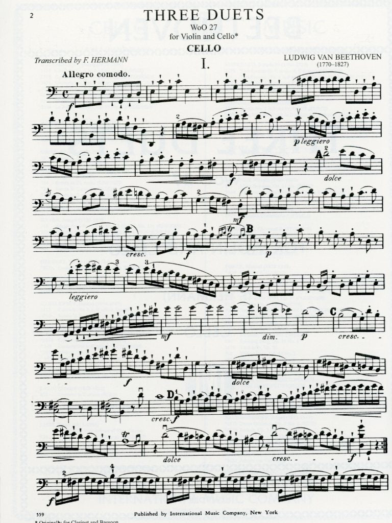 Beethoven, L.van (Hermann): Three Duets WoO 37 (Violin & Cello), International