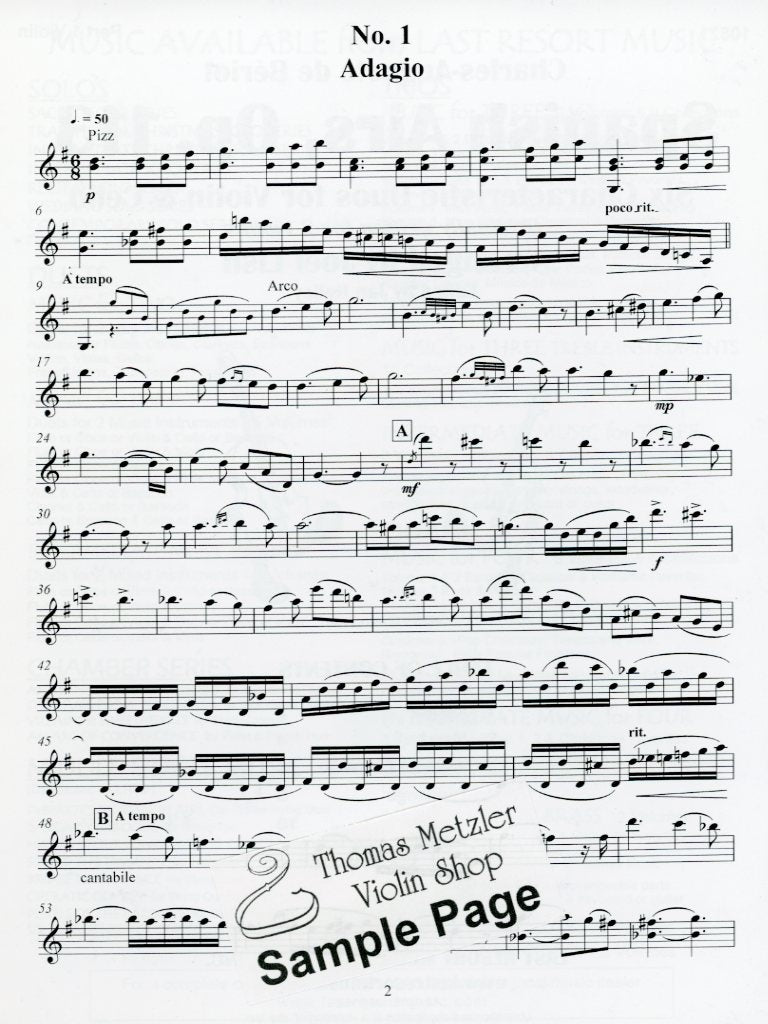 de Beriot, Charles-Auguste (Lish): Spanish Airs, Op. 113 (violin & cello, score & parts)