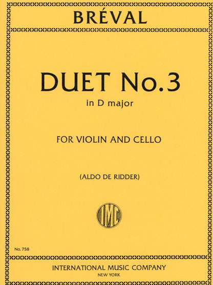 Breval, J.B.: Duet #3 in D Major (violin, cello) IMC