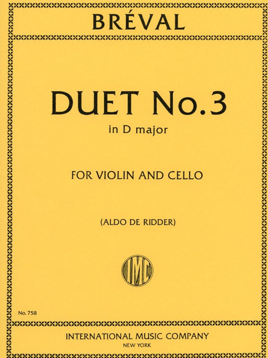 Breval, J.B.: Duet #3 in D Major (violin, cello) IMC