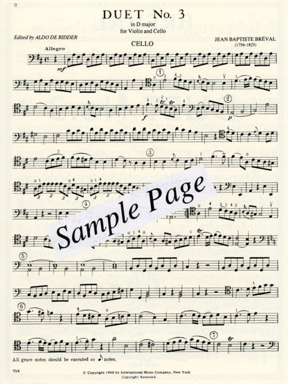 Breval, J.B.: Duet #3 in D Major (violin, cello) IMC