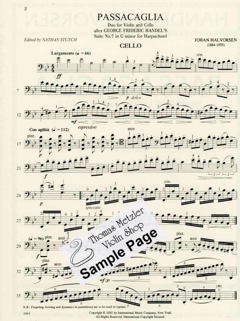 Handel-Halvorsen: Passacaglia for string ensembles without piano