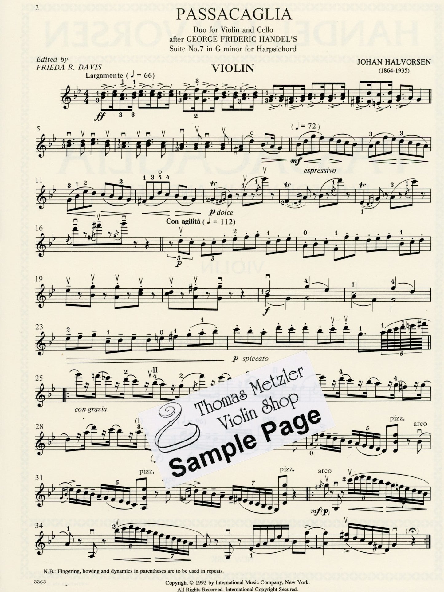 Handel-Halvorsen: Passacaglia for string ensembles without piano