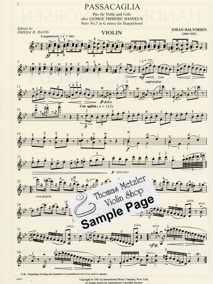 Handel-Halvorsen: Passacaglia for string ensembles without piano