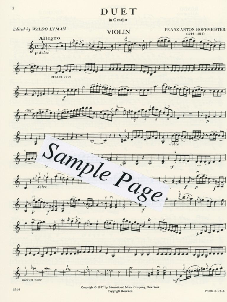 Hoffmeister: Duet in C Major (Violin & Cello) IMC
