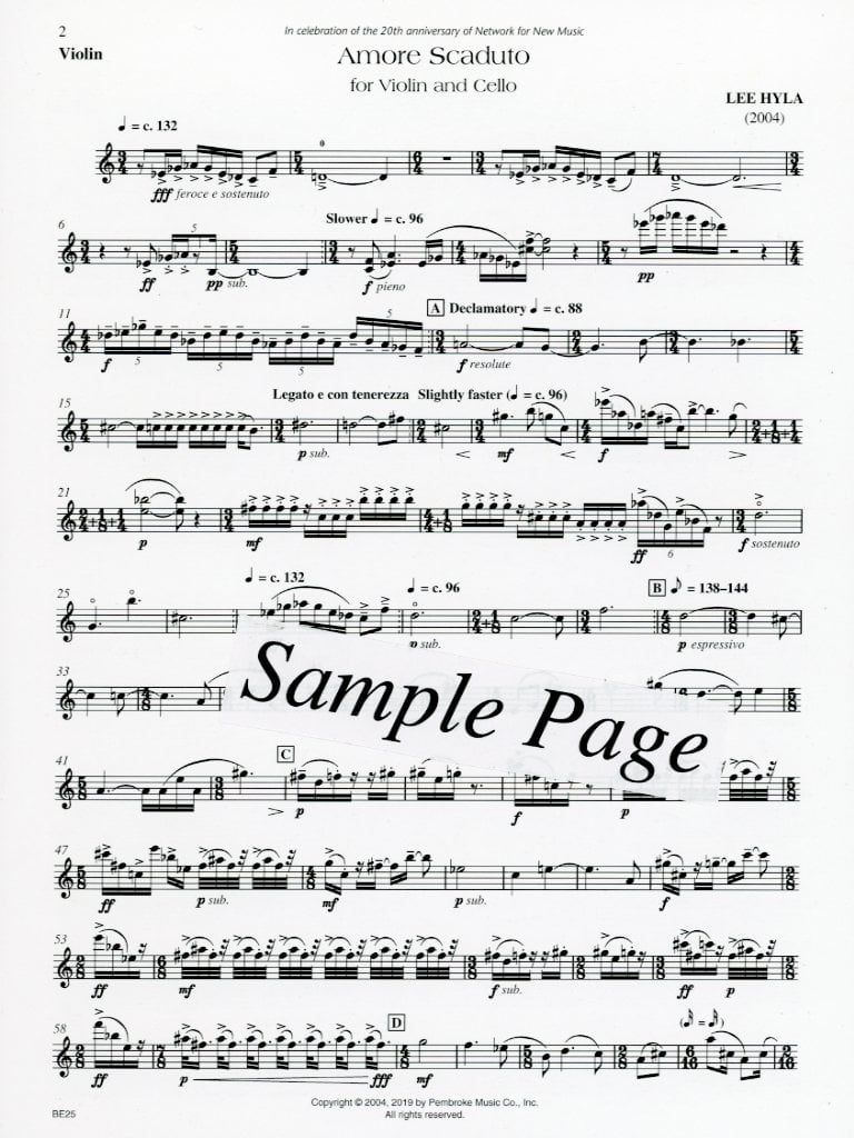 Hyla: Amore Scaduto (violin, cello) FISCHER