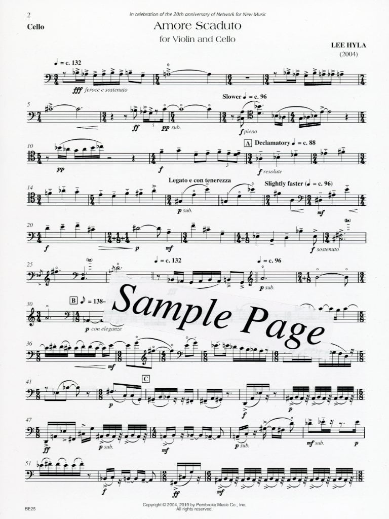 Hyla: Amore Scaduto (violin, cello) FISCHER