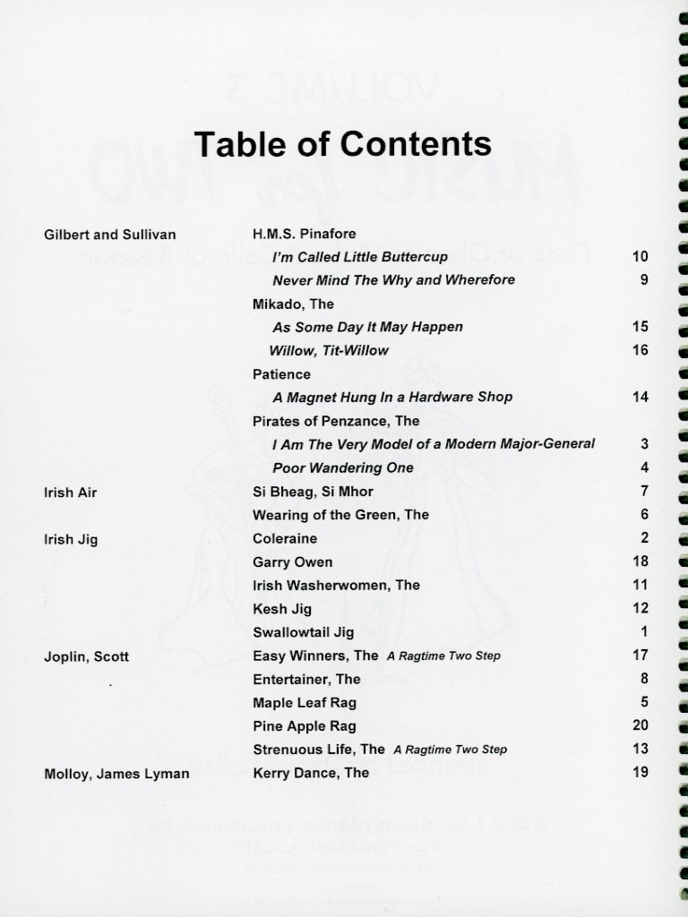 Kelley: Music for Two, Vol.3 - Gilbert & Sullivan, Irish Music, & Rags (violin & cello)