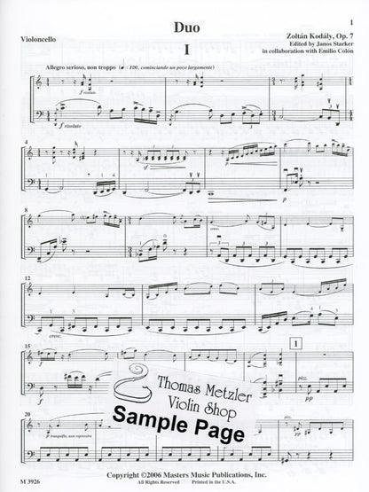 Kodaly (Starker): Duo, Op.7 (violin & cello) Ludwig Masters