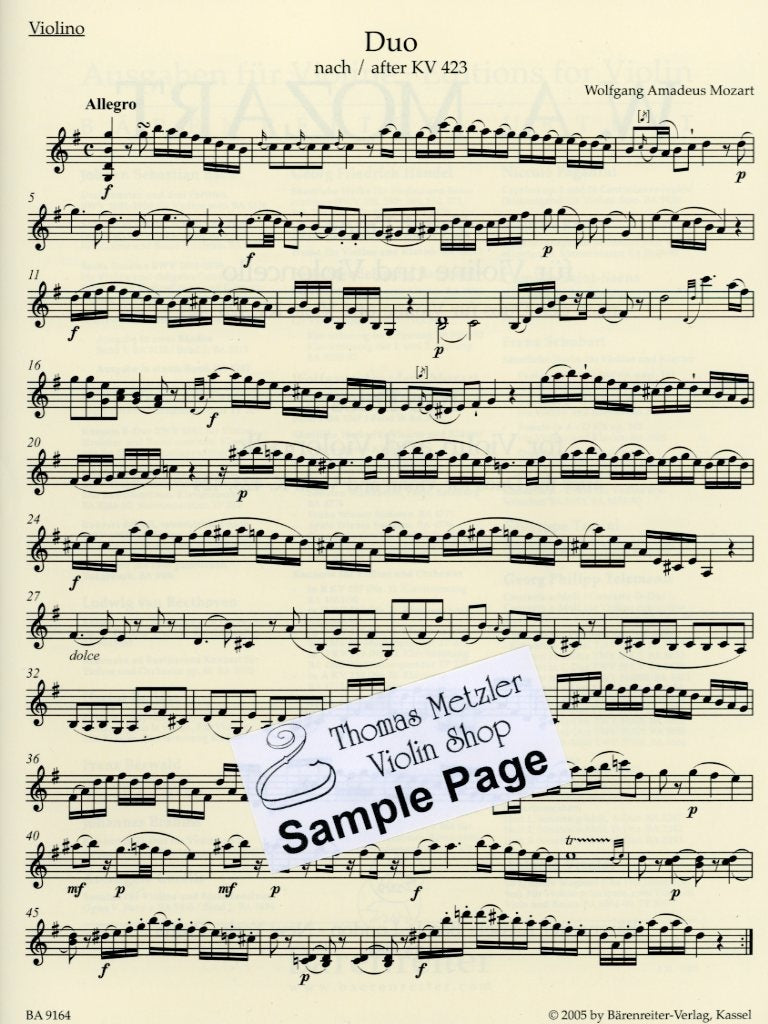 Mozart, W.A. (Berke): Duets for Violin and Viola, KV423 & 424 - URTEXT (violin & viola) Barenreiter