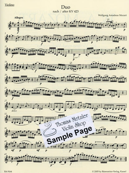 Mozart, W.A. (Berke): Duets for Violin and Viola, KV423 & 424 - URTEXT (violin & viola) Barenreiter