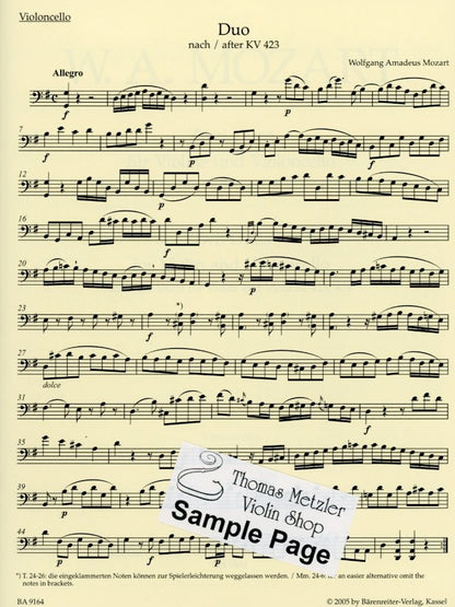 Mozart, W.A. (Berke): Duets for Violin and Viola, KV423 & 424 - URTEXT (violin & viola) Barenreiter