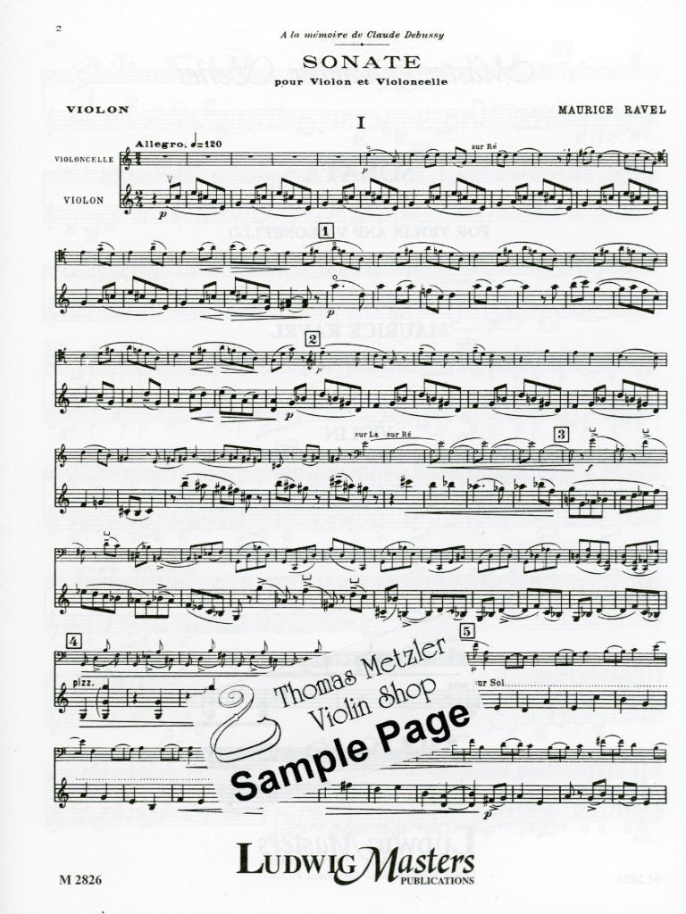 Ravel, Maurice: Sonata in Four Parts for violin and cello, Ludwig Masters