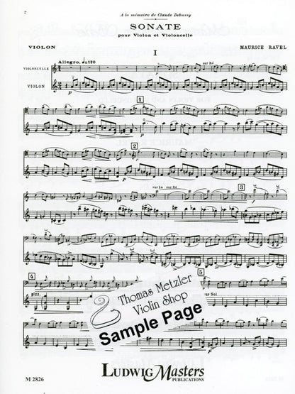 Ravel, Maurice: Sonata in Four Parts for violin and cello, Ludwig Masters
