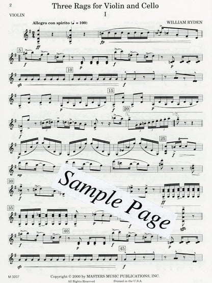 Ryden, W.: 3 Rags for Violin and Violoncello