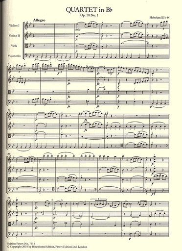 Haydn, F.J. (Rowland-Jones, ed): 6 String Quartets Op.50, Hoboken III 44-49 (score and parts)