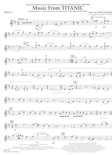 Horner: Music from Titanic - Pops for String Quartet (score and parts)