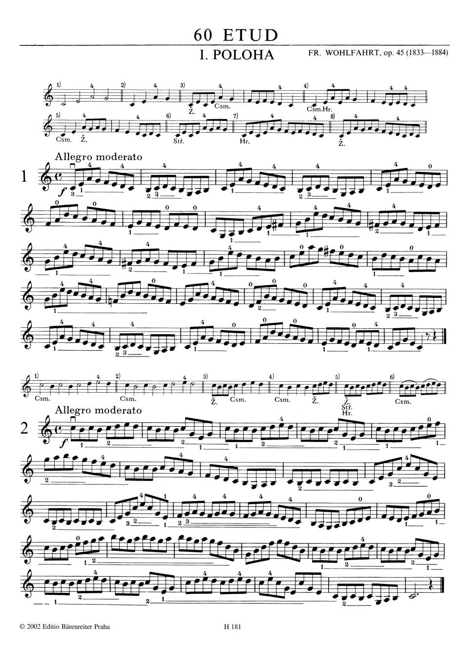 Wohlfahrt, Franz: Sixty Studies Op. 45 (violin) Barenreiter