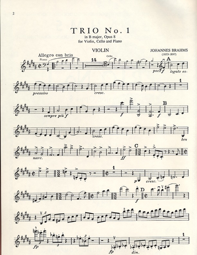 Brahms, Johannes: Trio No.1 in B major, Op.8 (violin, cello & piano) IMC
