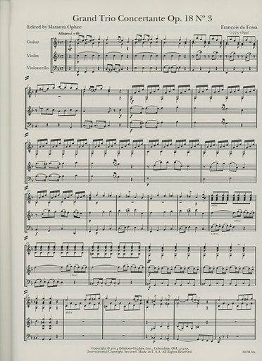de Fossa, Francois: SCORE Grand Trio Concertante, Op. 18 No. 3 (guitar, violin and cello)