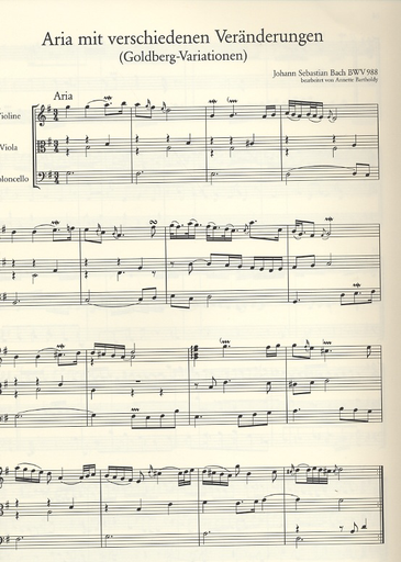 Bach, J.S. (Bartholdy): Aria from Goldberg Variations (violin, viola & cello, score)