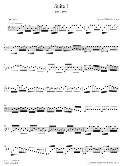 Bach, J.S. (Woodfull-Harris / Schwemer): 6 Suites for Cello Solo, BWV1007-1012, scholarly edition (cello) Barenreiter