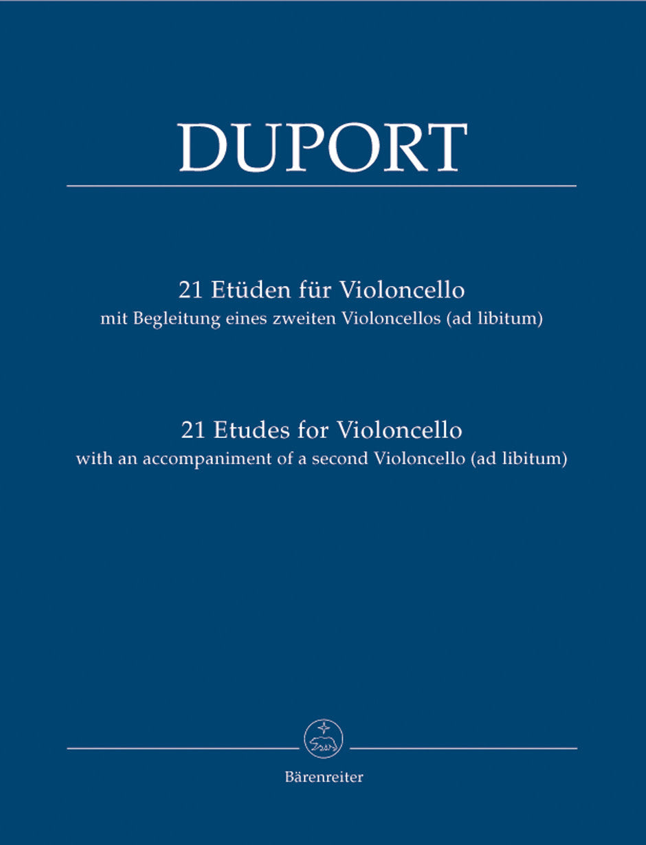 Duport, J.L. (Rummel): 21 Etudes for Violoncello with an accompaniment of a second cello.  Barenreiter
