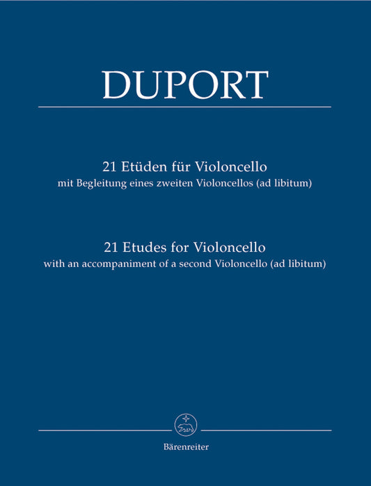 Duport, J.L. (Rummel): 21 Etudes for Violoncello with an accompaniment of a second cello.  Barenreiter