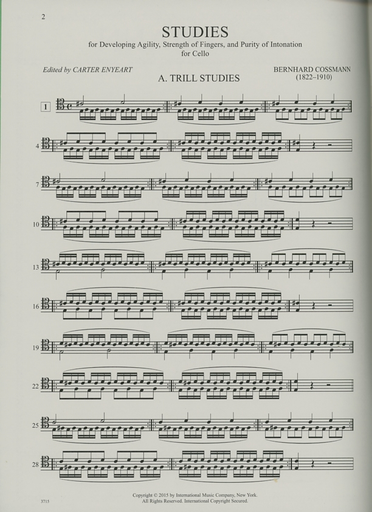 Cossman, B. (Enyeart): Studies for Developing Agility, Strength of of Fingers and Purity of Intonation (cello)