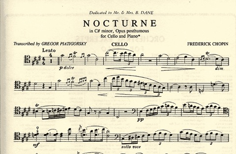 Chopin, Frederick (Piatagorsky) Nocturne in c# minor (cello & piano)