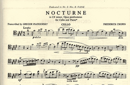 Chopin, Frederick (Piatagorsky) Nocturne in c# minor (cello & piano)