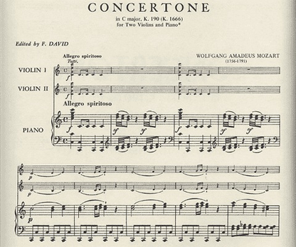 Mozart, W.A.: Concertone in C major K190 (2 violins & piano)