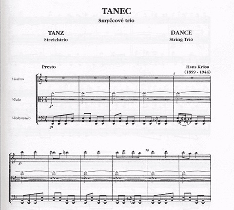Krasa, Hans: Tanz/Dance/Tanec Ghetto Terezin, 1943 (violin, Viola, Cello) score & parts