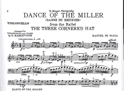 DeFalla, Manuel: Dance of Miller from 3-Cornered Hat (cello & piano)
