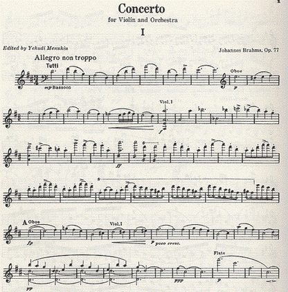 Brahms, Johannes (Menuhin): Concerto in D major Op.77 (violin & piano) Schirmer