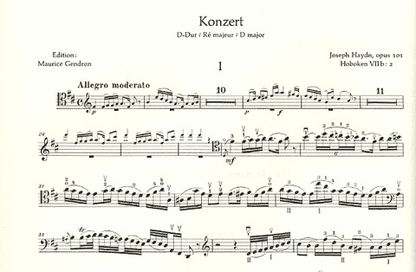 Haydn, F.J. (Gendron): Concerto in D Major, Op.101 - HOB.VIIb: 2 (cello, and piano reduction)
