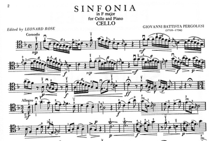 Pergolesi, G.B.: Sinfonia in F major (cello & piano)