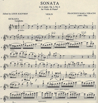 Veracini, F.M.: Sonata in A major Op.2 No.6 (violin & piano)