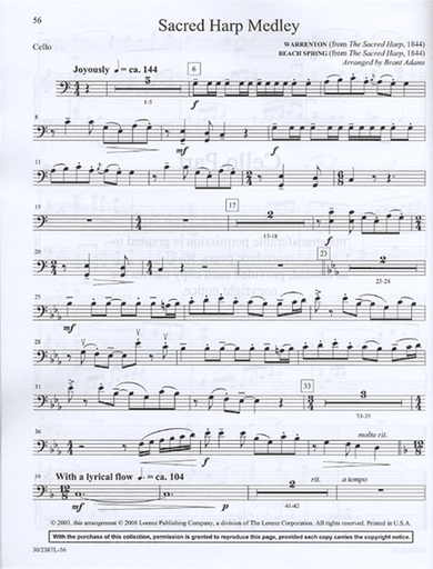 Adams, Brant: Cello Solos for Worship (cello, CD & piano)  Out of Print