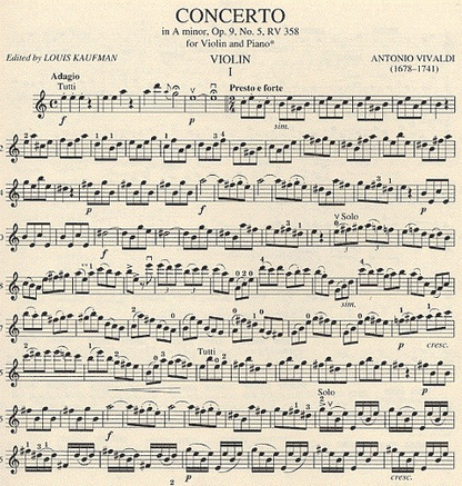 Vivaldi, A.: Concerto ''La Cetra'' Op.9 No.5 (violin & piano)